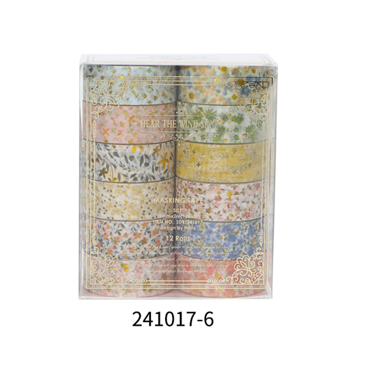 Creative Floral Hot Foil Washi Tape Set, 12 Rolls Decorative Masking Tape for Scrapbooking, Journaling, DIY Gift Supplies