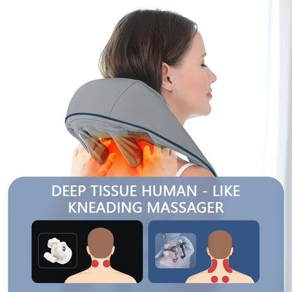 Foreverlily 26W Brushless Motor Neck and Shoulder Massager, Wireless Shoulder and Back Kneading Massage Shawl, Neck Masajeador
