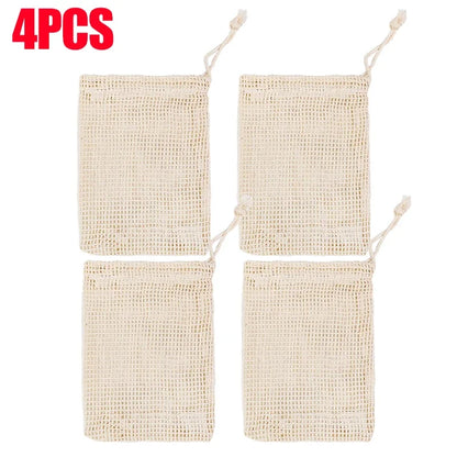 1/10PCS Hangable Soap Bags Natural Cotton Linen Foaming Soap Net Bag Body Soap Cleanser Net Bags Household Shower Cleaning Tools