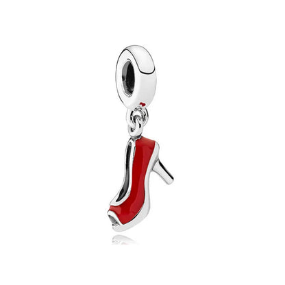 Pink Bead Bag Perfume Lipstick high heels Pendant fit Original Bracelet Accessories DIY Jewelry Women 925Silver Gift Trunk Charm