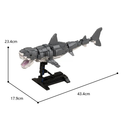 MOC Marine Animals Shark Whale Megalodon Building Blocks Set Deep Sea Rescue Fish Bricks Educational Assembly Model Toys Gifts