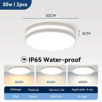 Waterproof Bathroom Lamp Ceiling Led Ceiling Lights 18W 30W 40W Round Led Ceiling Lamp For Kitchen Living Room Toilet Room 220V