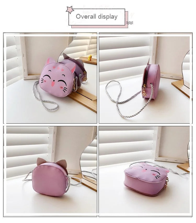 Cartoon Kids Bag, Fashion Cute Cat Crossbody Bag, Coin Wallet Lovely Hand Bags for Boys and Girls, Mini Shoulder Bags