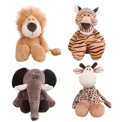 Stuffed Plush Animal Toys Soft Dolls Jungle Lion Elephant Tiger Dog Fox Monkey Deer Children Gift Kawaii Baby Kids Hobby Toys