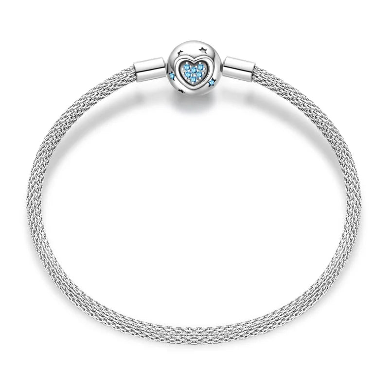 Bracelet Silver 925 Original 17-20CM Star Moon Sun Four Leaf Clover Green Zircon Bracelets Fit DIY Charms Birthday Jewelry Gifts