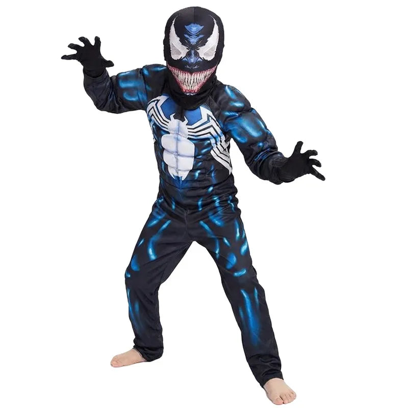 Boys Girls Superhero Costume Movie Characters Cosplay Jumpsuit with Halloween Mask Party Cosplay Outfit for Holiday Dress Up
