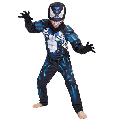Boys Girls Superhero Costume Movie Characters Cosplay Jumpsuit with Halloween Mask Party Cosplay Outfit for Holiday Dress Up
