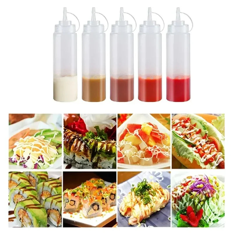 Squeeze Condiment Bottles with On Cap Squeeze Sauce Bottles Olive Oil Bottles Ketchup Mustard Dispensers Kitchen Accessories