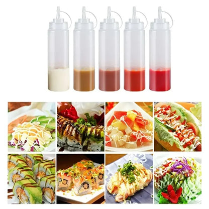 Squeeze Condiment Bottles with On Cap Squeeze Sauce Bottles Olive Oil Bottles Ketchup Mustard Dispensers Kitchen Accessories