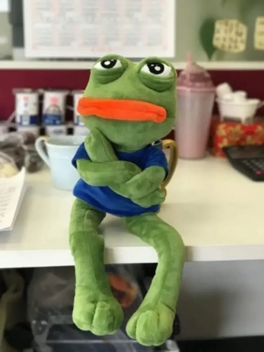 45cm Sad Frog Plush Toy Soft Stuffed Pillow Magic Expression Pepe The Sad Frog Animal Plush Doll Birthday Gifts for Kids Girl