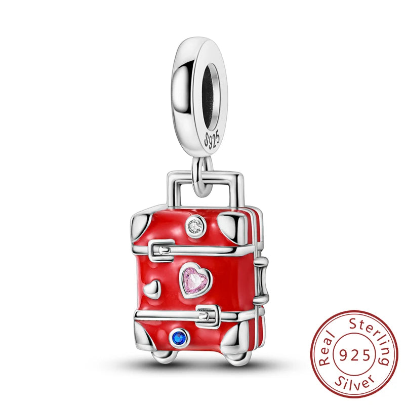 Dijes de plata de ley 925 originales, abalorios de cristal de vino, taza de café, dije colgante para pulseras de mujer, joyería DIY, regalo