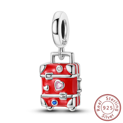 Dijes de plata de ley 925 originales, abalorios de cristal de vino, taza de café, dije colgante para pulseras de mujer, joyería DIY, regalo