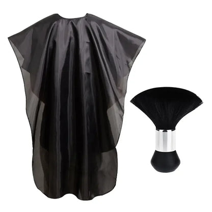 Professional Barber Salon Cape Set: Hair Cutting Cape + Neck Duster Brush - Stylist-Grade Hairdressing Apron for Barbers/Hairdressers
