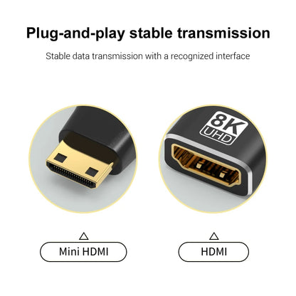 HDMI-Compatible Adapter, Mini/Micro HDMI To HDMI Adapter, 8K 60Hz 4K 120Hz/144Hz Male To Female Converter For HDTV Laptop PS5