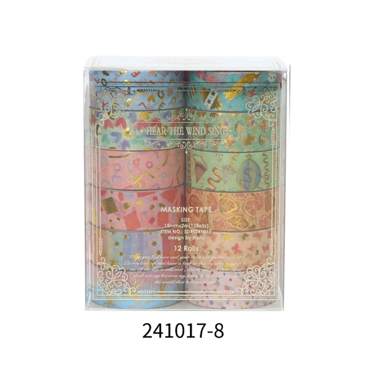 Creative Floral Hot Foil Washi Tape Set, 12 Rolls Decorative Masking Tape for Scrapbooking, Journaling, DIY Gift Supplies