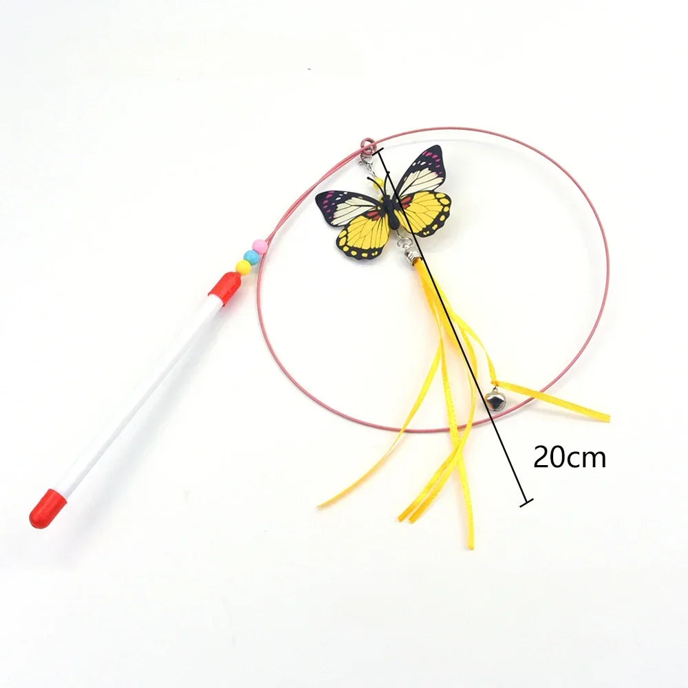 Interactive Cat Toy Hands-Free Cat Stick Playing Kitten Playing Teaser Wand Toy Suction Cup Bird/Feather Cat Wand Pet Supplies