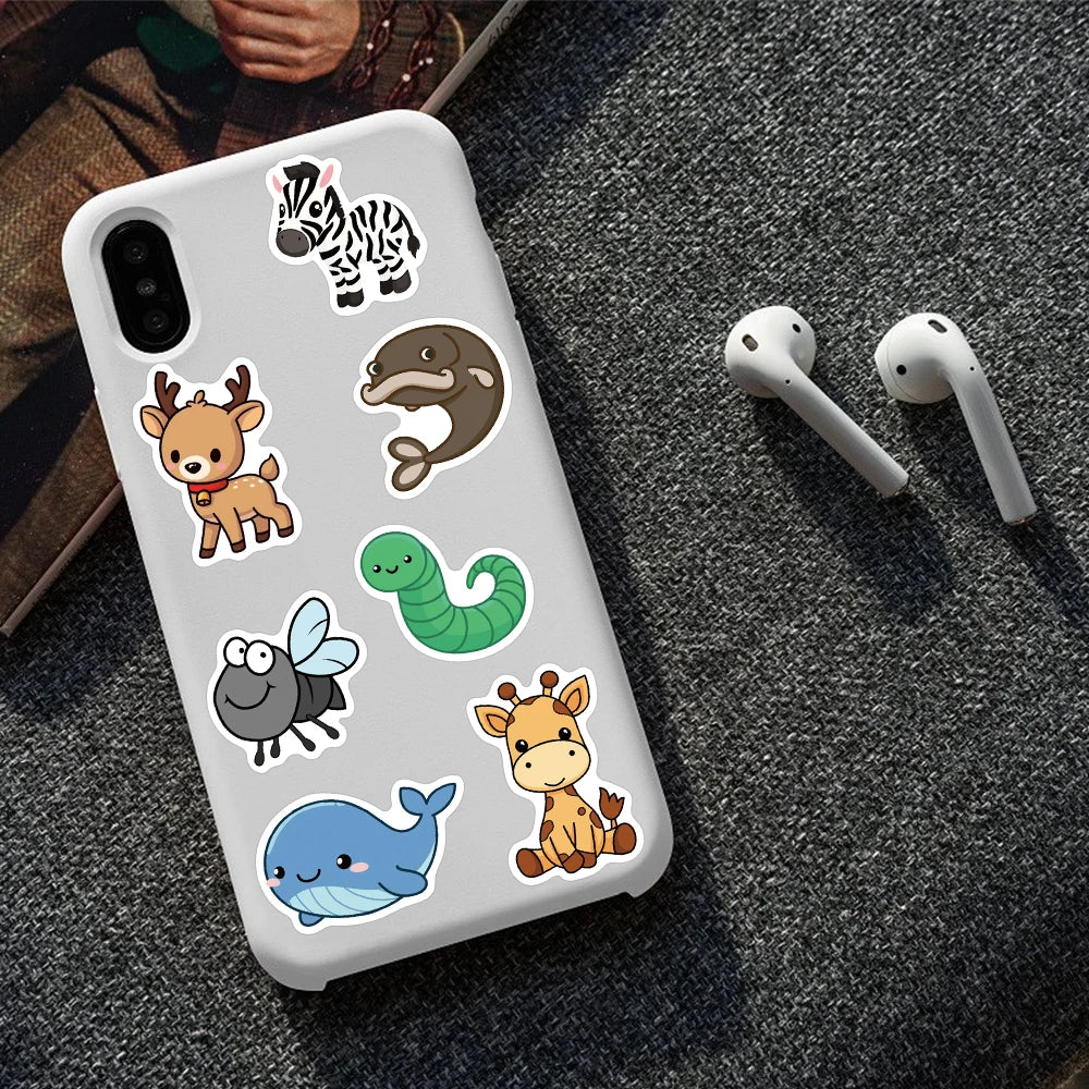 100/200pcs Cartoon Cute Animals Stickers Decals For Laptop Scrapbook Refrigerator Skateboard Helmet DIY Aesthetic Stickers
