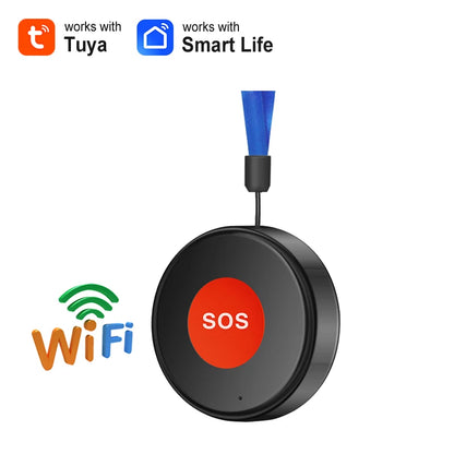 Smart Life APP WiFi SOS Emergency Button Tuya Home Security Elderly Children One-Click Call Help Alarm Remote Notification