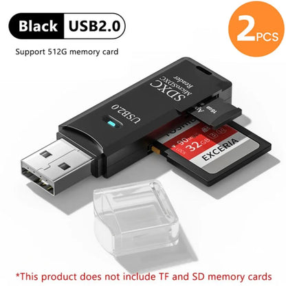 2-in-1 Multi-Functional USB 3.0 Card Reader Micro SD TF Memory Card Reader USB Flash Drive Card Reader Adapter for PC Laptops Accessories