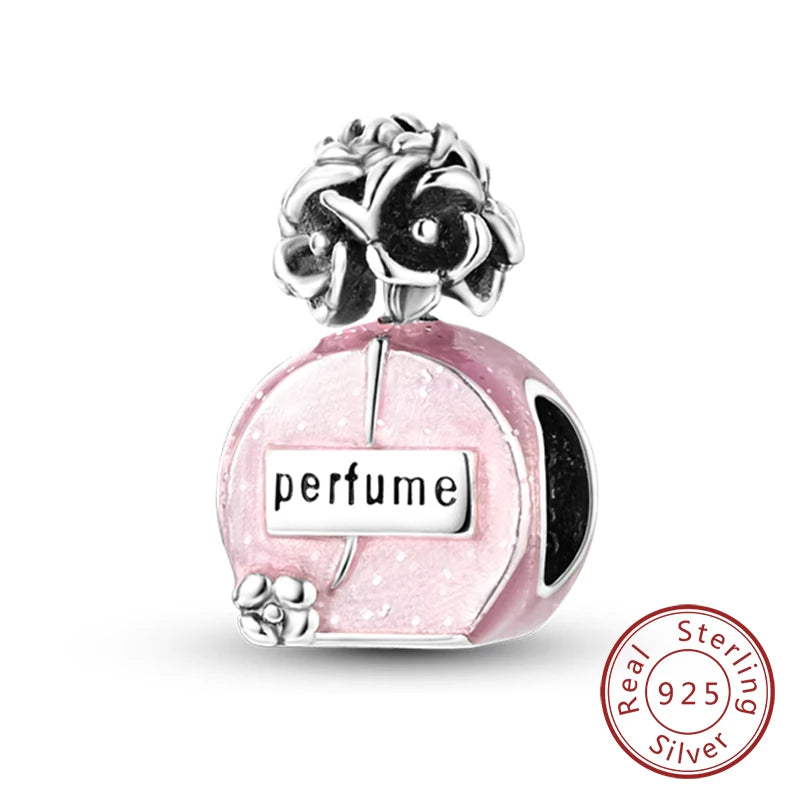 Dijes de plata de ley 925 originales, abalorios de cristal de vino, taza de café, dije colgante para pulseras de mujer, joyería DIY, regalo