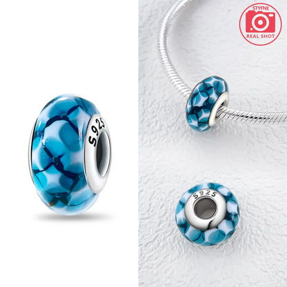 Original 925 Silver Charms Flower Blue Star Green Turtle Glass Beads Fit Bracelet Women DIY Gift Murano Jewelry Accessories