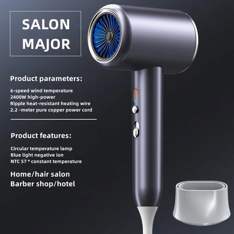 New Generation High-Speed Hair Dryer 2400W High-Power Blue Light Negative Ion Ultra Silent Recommended For Home Hair Salons