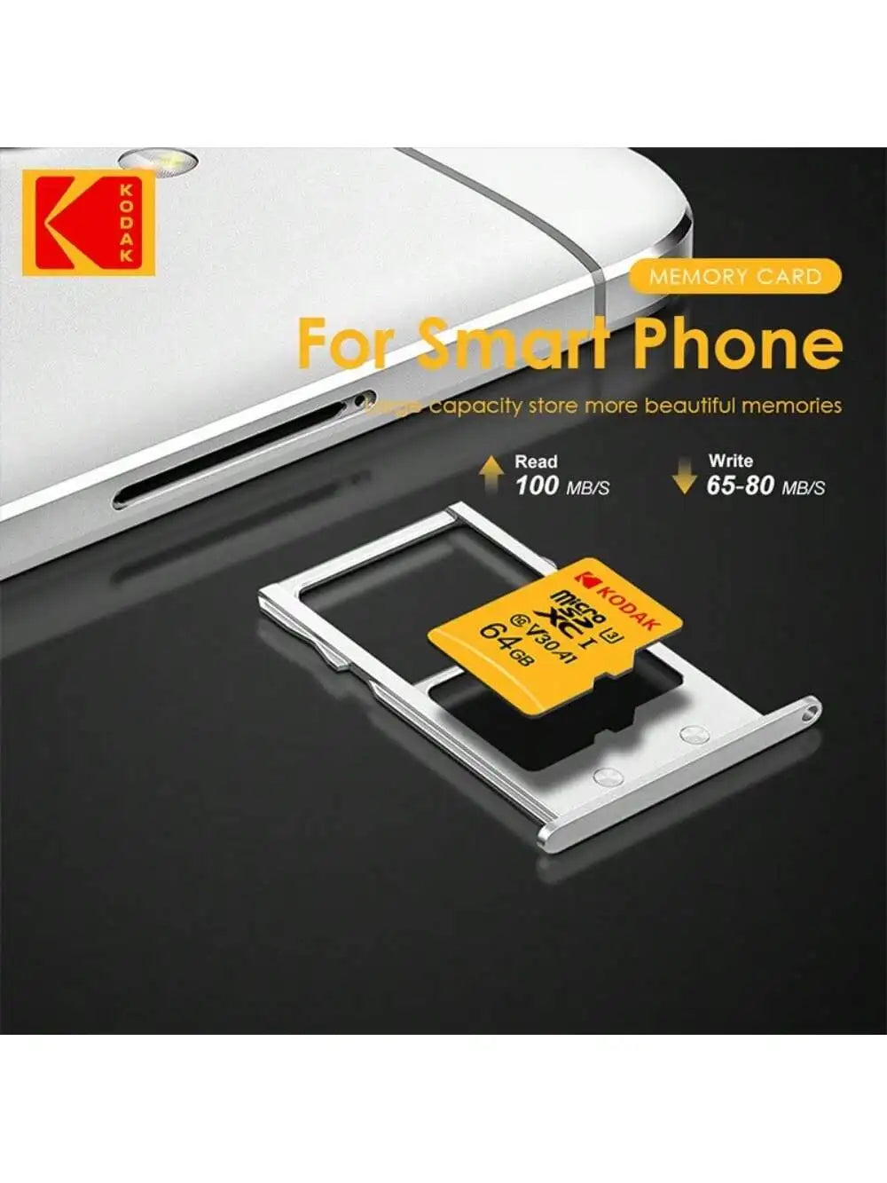 Kodak 32GB-256GB Micro SD Memory Card - High Speed Class 10 U3 UHS-I for Smartphones, Digital Cameras, Tablets and Drones