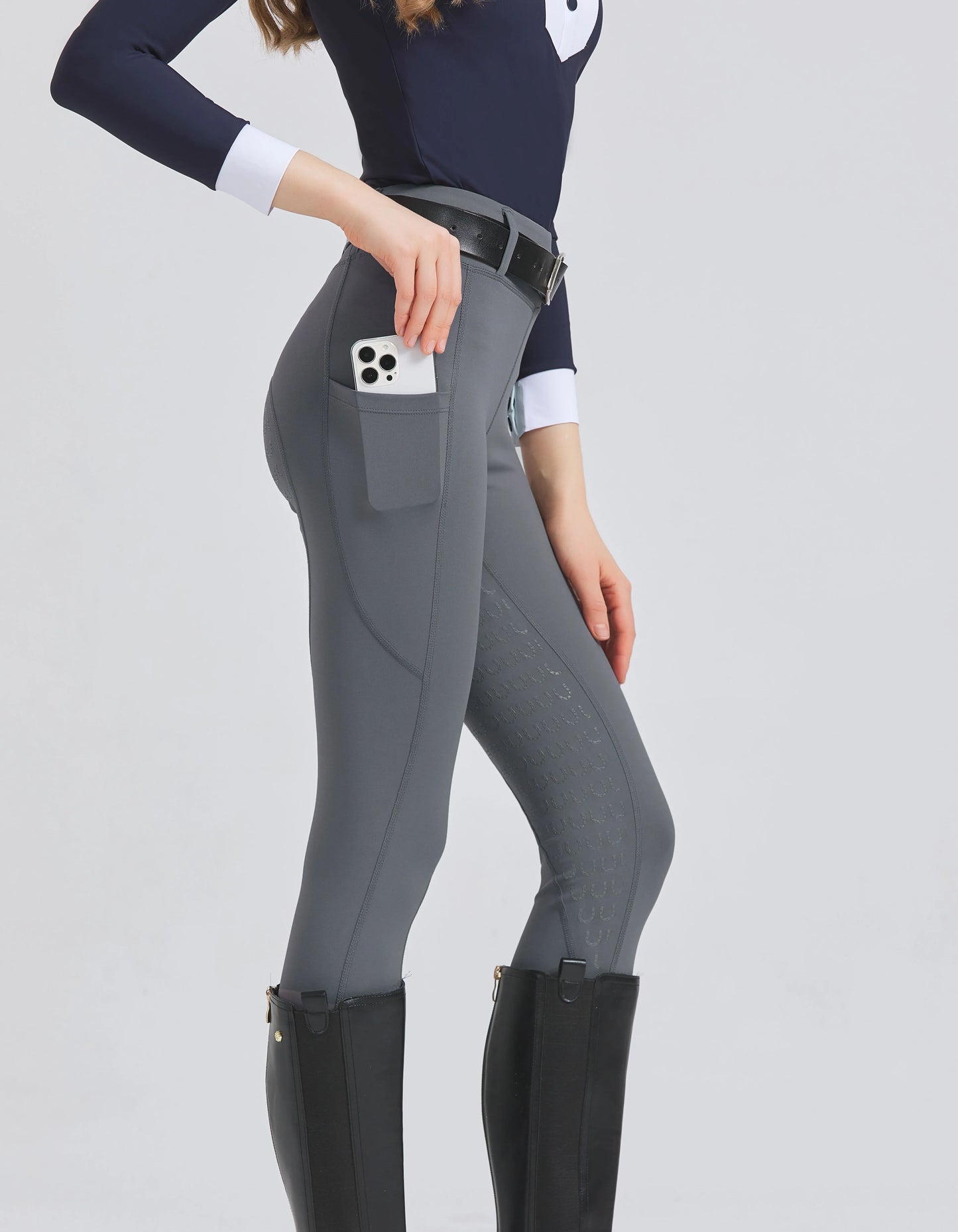 Spring and Summer Women's Knitted High-Stretch Slim-Fit Silicone Grip Riding Pants, Breathable