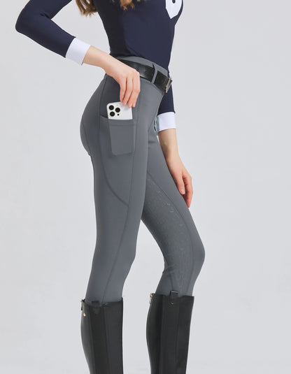 Spring and Summer Women's Knitted High-Stretch Slim-Fit Silicone Grip Riding Pants, Breathable
