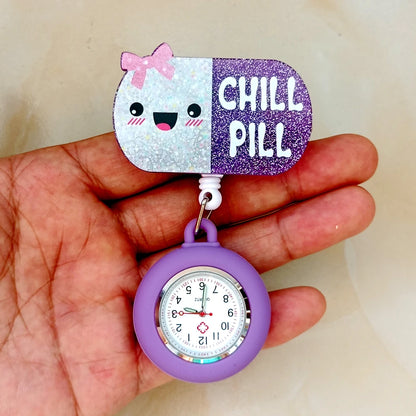 Hospital Health Care Shiny Heart Medical Icons Cartoon Lovely Nurse Doctor Clip Pocket Watches Hang Clock Gift Watch