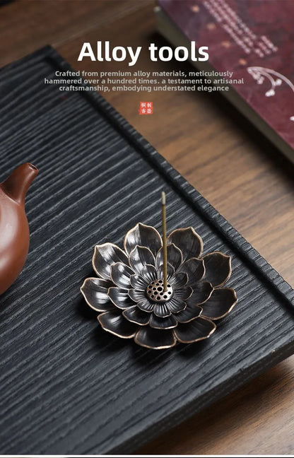 1Pcs Porous Lotus Zen Line Incense Insertion 2-In-1 Incense Holder Sandalwood Burner Lncense Plate Tray Retro Home Decorations