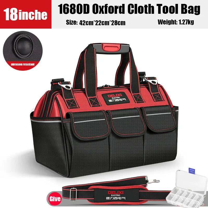 2026 New1680D Oxford Cloth Tool Bag Professional Electrician Wrench Waterproof Working Multifunction Organizing Storage Tool Bag