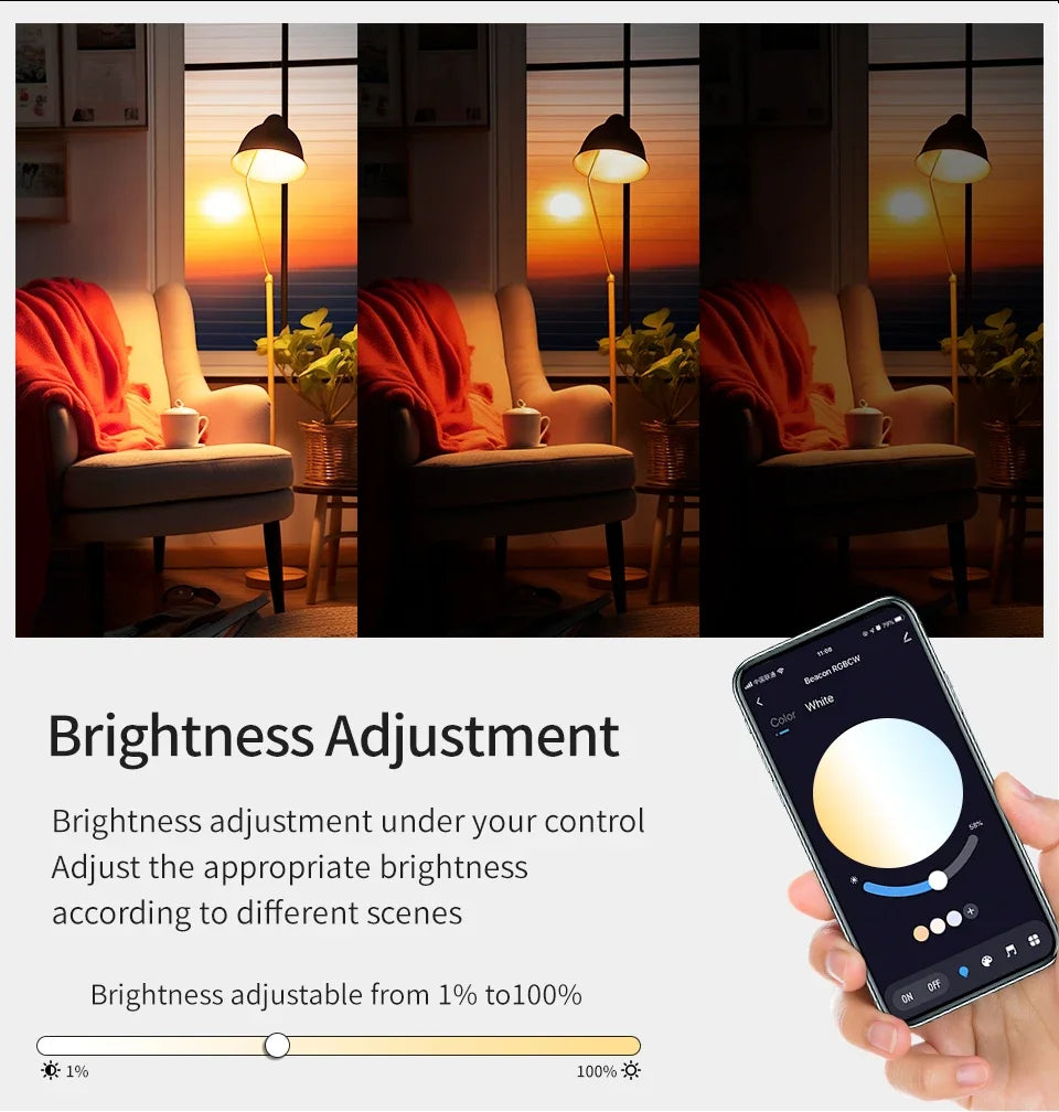 Tuya Smart Bluetooth Bulb E27 220V 9W 15W 18W Color Changing Smart Home RGB Lamp, Smart Life APP Control Dimmable Timer