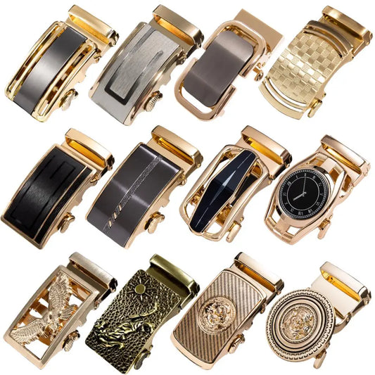 60 Kinds Metal Men's Replacement Belt Buckles Button Sliding Buckle Without Belt Black Gold Blue for 3.5 cm Ratchet Belts ONLY