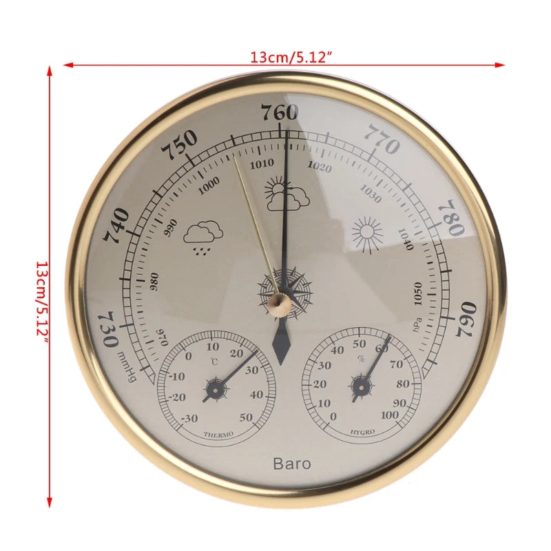 3-in-1 Wall-Mounted Household Barometer Thermometer Hygrometer Weather Station Hanging Pressure hPa Gauge Air Weather Instrument