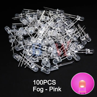 100PCS/LOT, 5mm LED Diode, F5 Assorted Kit, White Green Red Blue Yellow Orange Pink Purple Warm White DIY Light Emitting Diodes, IBUW