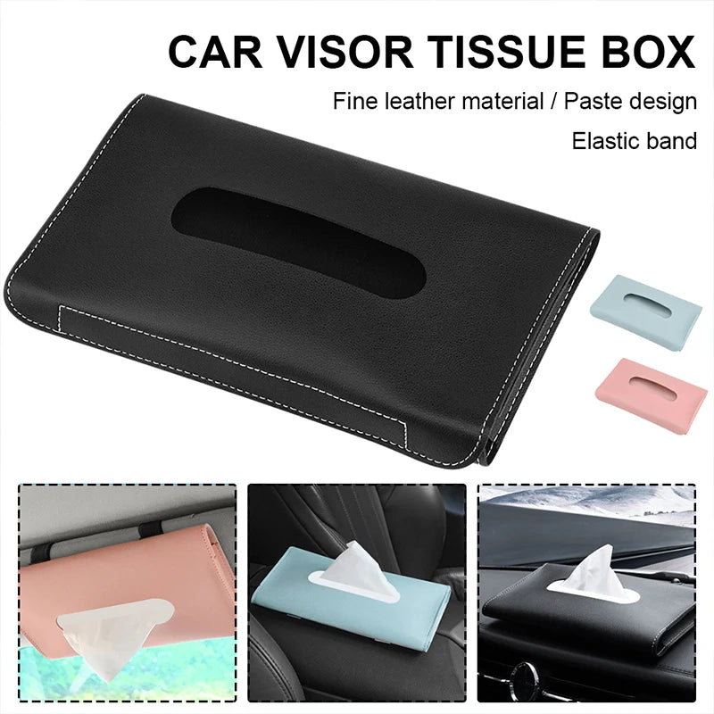 Elegant & Convenient Car Tissue and Mask Holder: Universal Sun Visor Attachment, Hygiene On-The-Go, Enhances Interior Decor