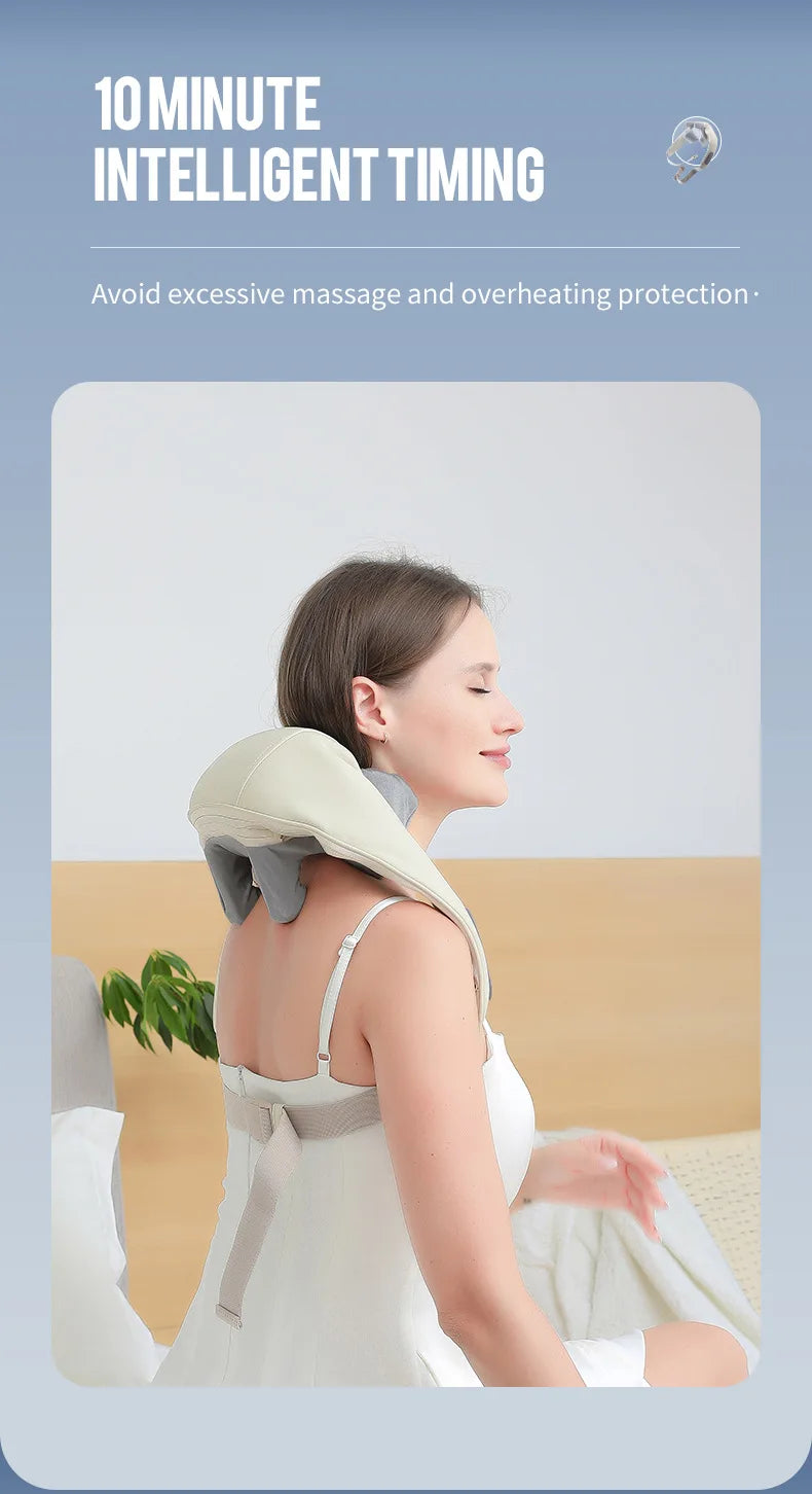 Foreverlily 26W Brushless Motor Neck and Shoulder Massager, Wireless Shoulder and Back Kneading Massage Shawl, Neck Masajeador