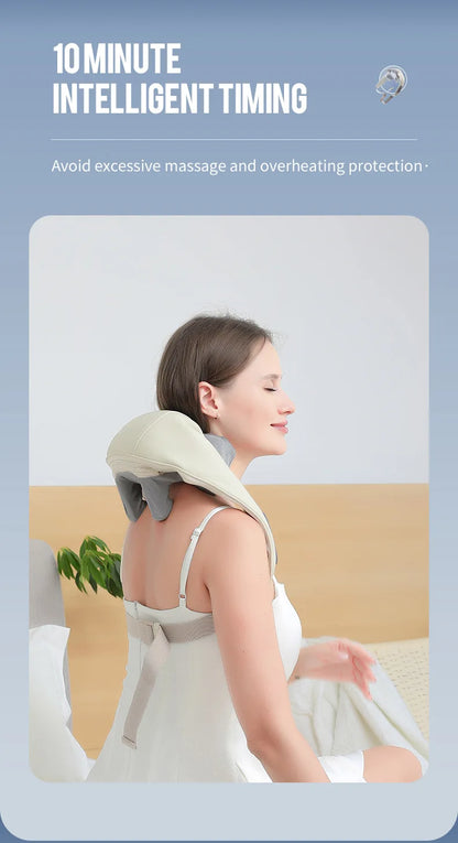 Foreverlily 26W Brushless Motor Neck and Shoulder Massager, Wireless Shoulder and Back Kneading Massage Shawl, Neck Masajeador