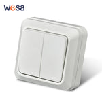 WESA Wall Mount Button Switch Classic Plastic Surface 1 Gang 1 Way Vintage Outdoor White Wall Exterior Switch On And Off