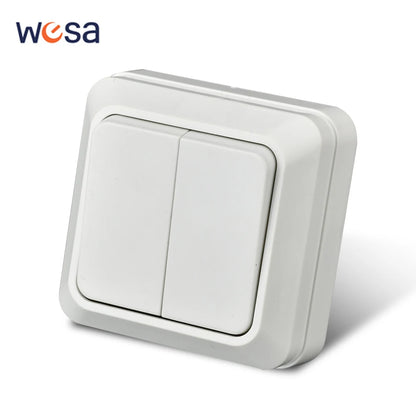 WESA Wall Mount Button Switch Classic Plastic Surface 1 Gang 1 Way Vintage Outdoor White Wall Exterior Switch On And Off