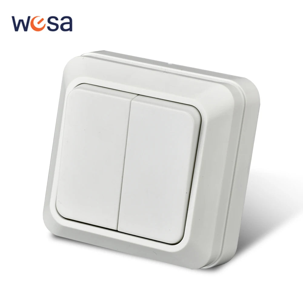 WESA White Wall Mount Socket EU Standard Electrical Outlett Ground Vintage Surface Power Socket Plug Flame Retardant Plastic