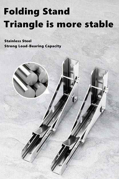 2Pcs, Multiple Sizes Triangle Folding Bracket, Shelf Table Desk, Floating Shelf, Collapsible Wall Mounted Bracket