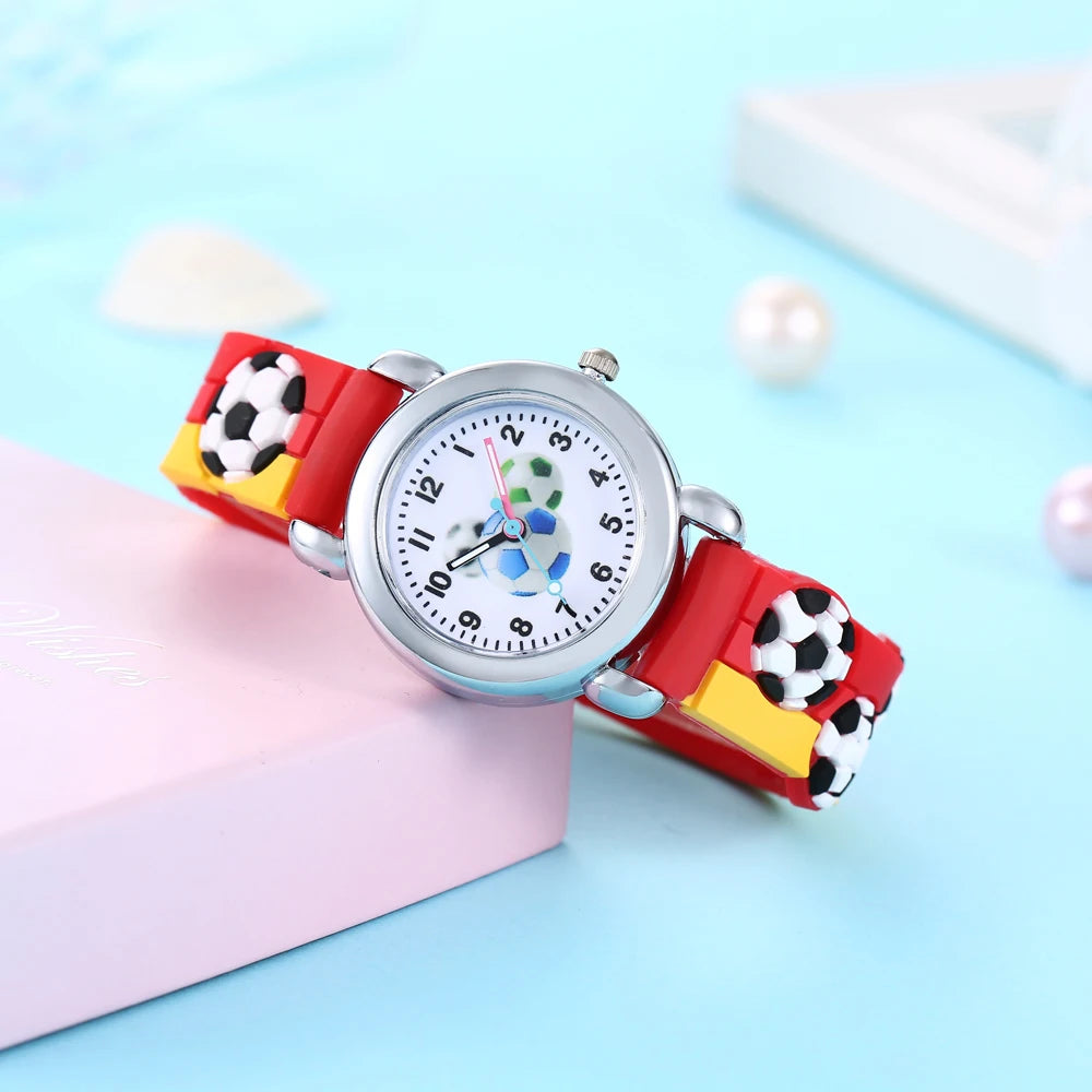 Lovely Creative Cartoon Corlorful Kids Watch, Gift For Boys, Cute Football Children's Wristwatch