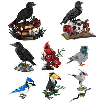 MOC Raven Model Building Blocks Sets Clever Raven Black Bird 3D Home Ornament Brick STEM Toy Adult Valentine's Day Gift