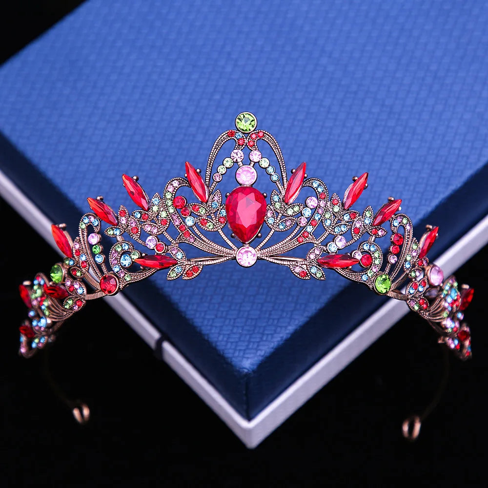 Multicolor Crystal Crown Hair Accessories Tiara For Women, Party Colorful Rhinestone, Bridal Crown, Party Hair Jewelry Gift