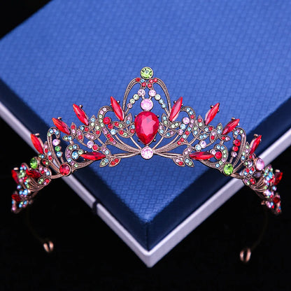 Multicolor Crystal Crown Hair Accessories Tiara For Women, Party Colorful Rhinestone, Bridal Crown, Party Hair Jewelry Gift