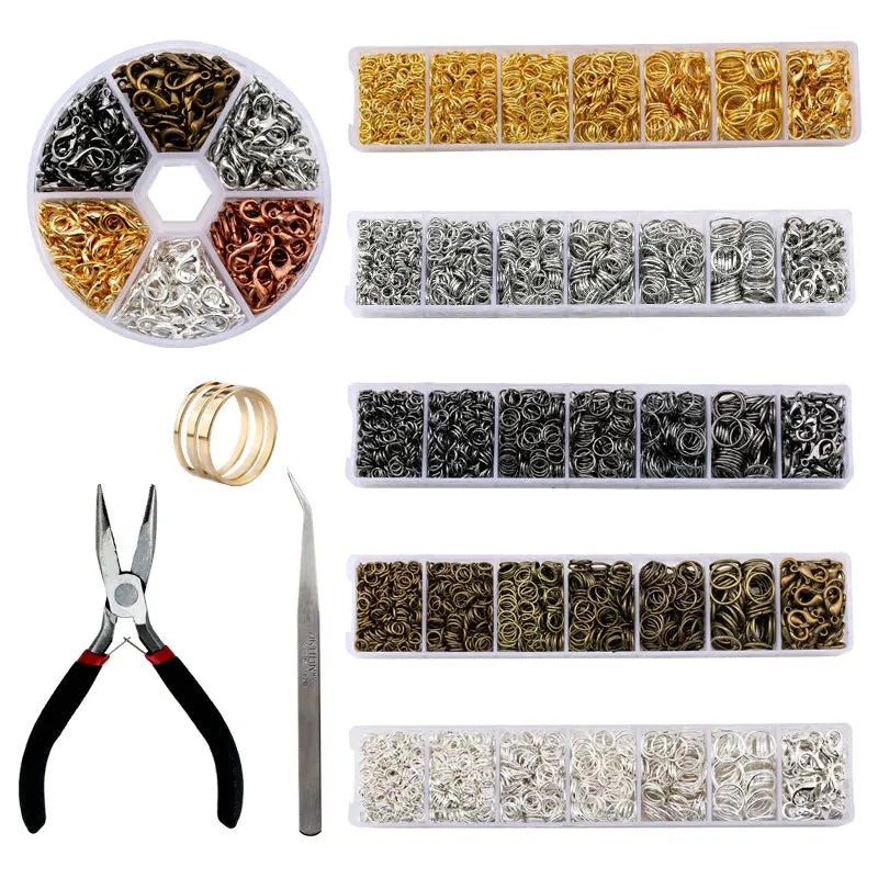 A Set Jewelry Findings Tool Set Open Jump Rings, Jewelry Pliers, Lobster Clasps Hooks, Jewelry Tweezers Jewelry Making Supplies