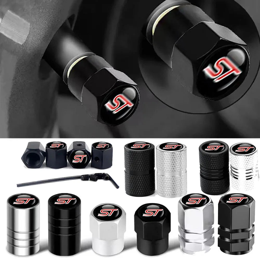 4Pcs/set High Quality Car Valve Caps Stem Case Covers For ST Line Accessories Wheel Valve Dust Caps Tyre Rim Stem Cover For Ford