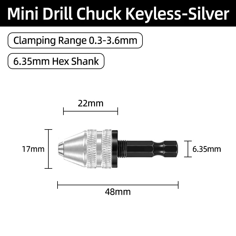 1Pc 1.5-10mm OR 0.8-10mm 1/4" Hex Shank Drill Chuck Keyless Drilling Quick Change Bit Adapter Converter Woodworking Power Tool
